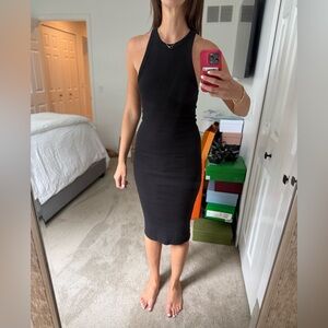 Zara Ribbed Black Midi Dress
